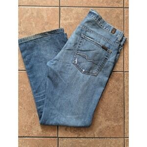 7 For All Mankind Bootcut Jeans Mens 34 X 30 Med Blue Denim Made In USA
